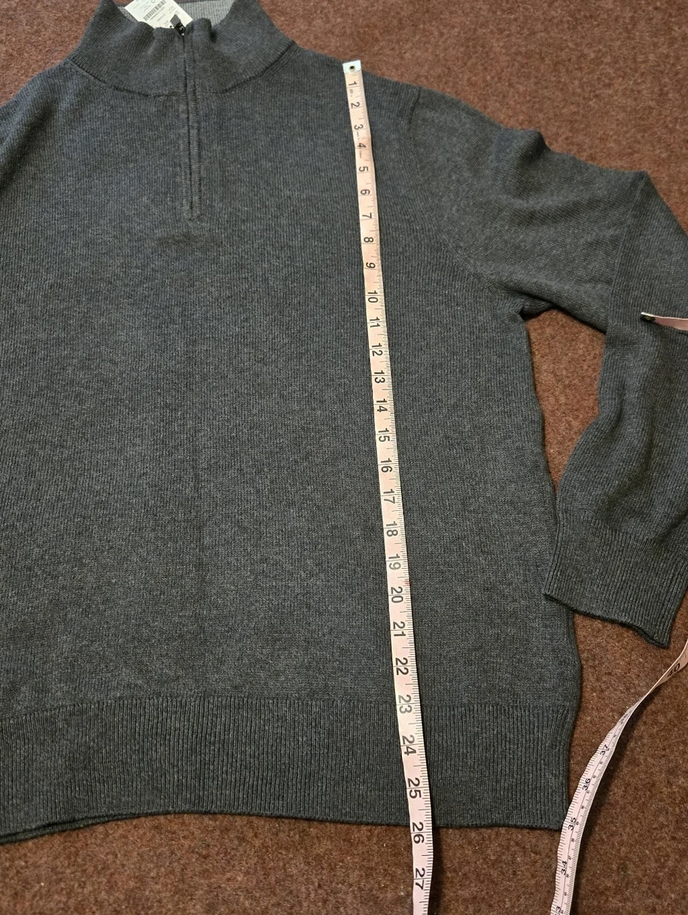 New! J.Crew Mock Neck Quarter Zip Sweater Heather Gray Large Cotton